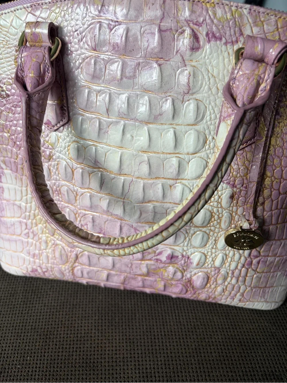 Brahmin Croc-Embossed Satchel Lilac Duxbury Satchel - Picture 6 of 10